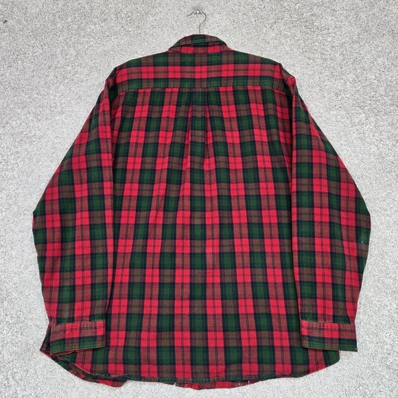 Vintage LL Bean Flannel Shirt Mens XL red green plaid distressed - Picture 4 of 11